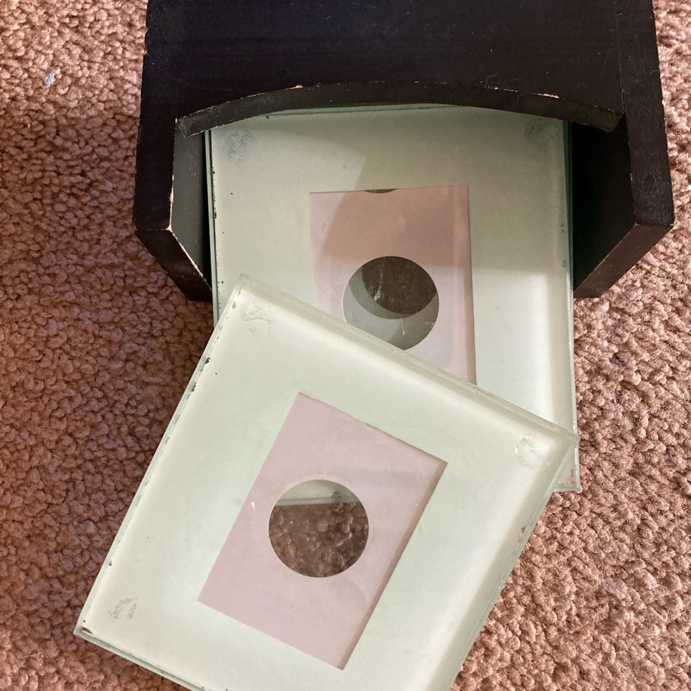 Glass Photo Coasters with Holder